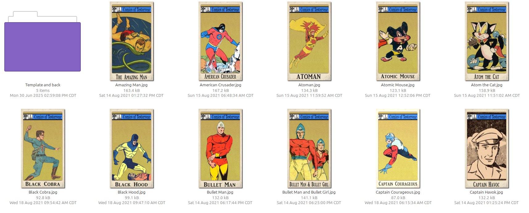 LJACards "Comics of Yesteryear" Limited Edition Trading Cards ACEO