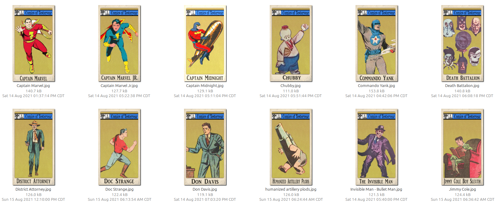 LJACards "Comics of Yesteryear" Limited Edition Trading Cards ACEO