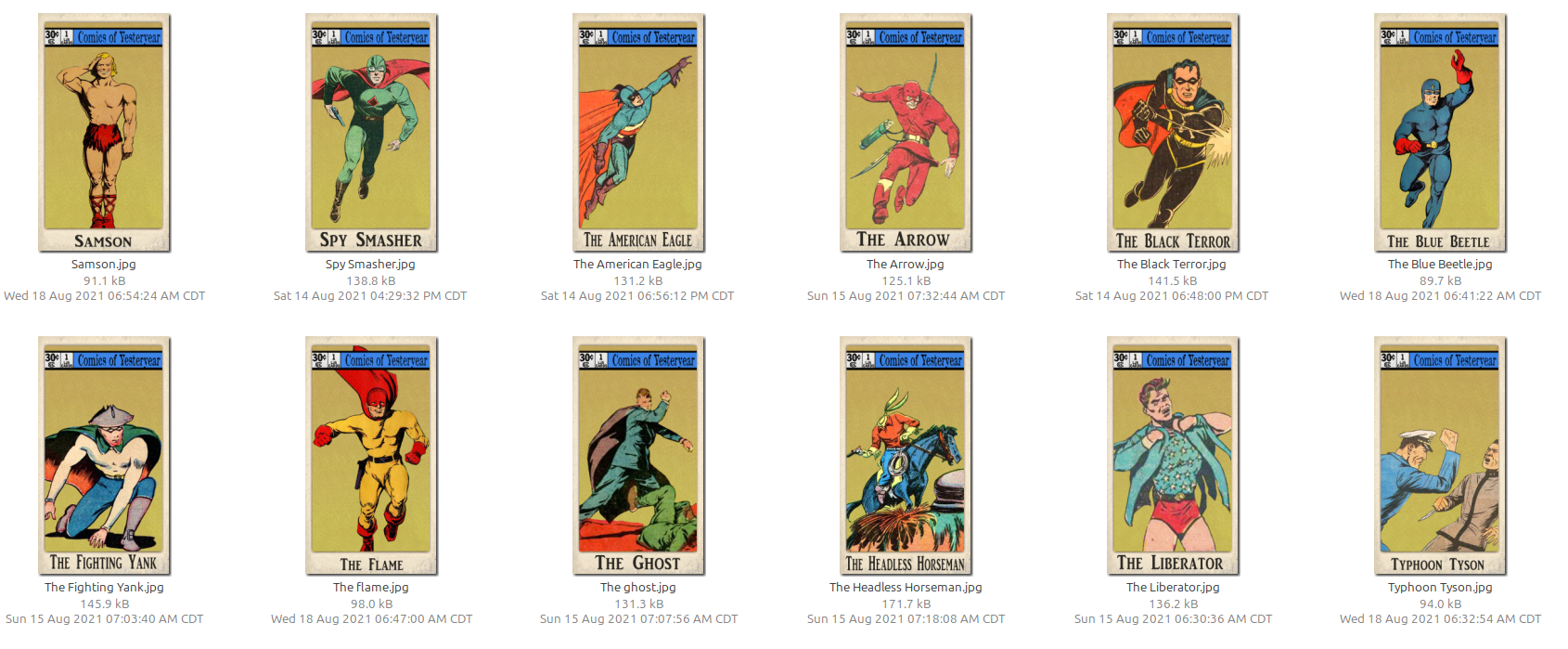 LJACards "Comics of Yesteryear" Limited Edition Trading Cards ACEO