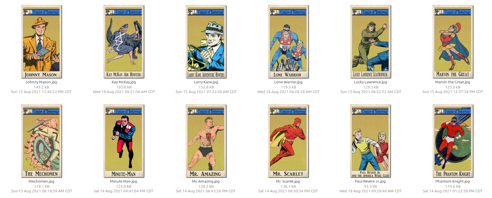 LJACards "Comics of Yesteryear" Limited Edition Trading Cards ACEO